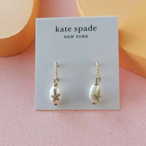 Kate Spade - Sea Star Starfish Pearl Gold Huggie Earrings